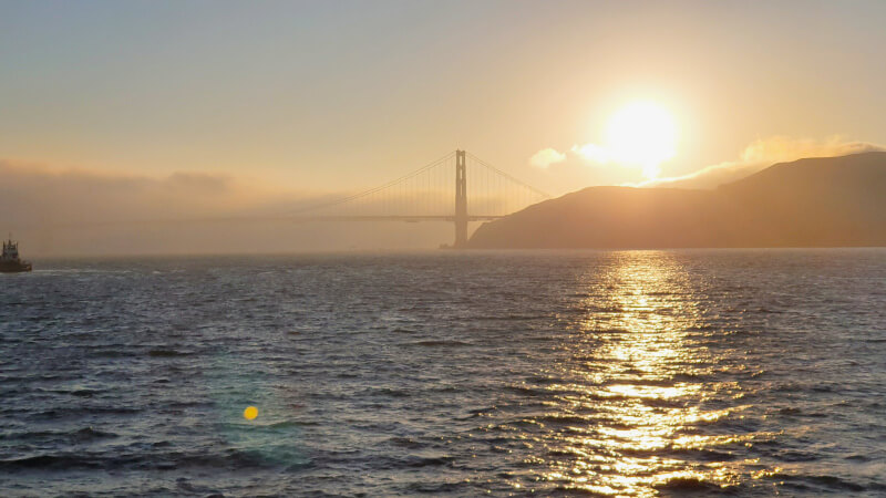 Pôr do Sol Visto da Ferry Boat de Sausalito Para San Francisco – Super Viajantes
