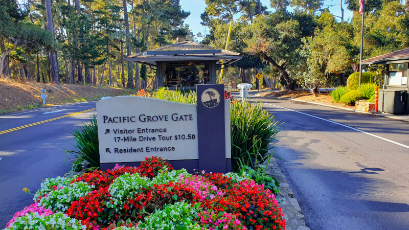Entrada da 17 Mile Drive em Monterey na California - Super Viajantes.