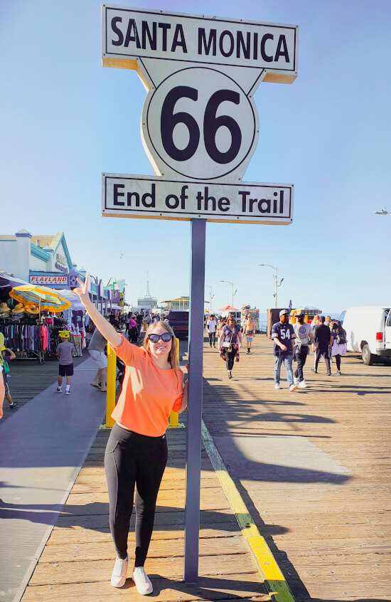 Placa da Rota 66 no Píer de Santa Monica – Super Viajantes.